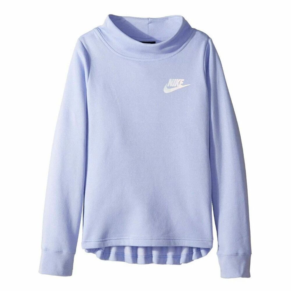 Nike Girl's Pullover Hi Lo Mock Neck Ruffle Back Sweatshirt sz XL Lilac Purple